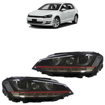 Par Farol Dianteiro Golf Tsi 2013 2014 2015 2016 2017 Máscara Negra Friso Vermelho Led