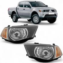 Par Farol Dianteiro Mitsubishi L200 2008 2009 2010 2011 2012 Máscara Negra Pisca Ambar Par Farol Dianteiro Mitsubishi L200 2008 2009 2010 2011 2012 Máscara Negra Pisca Ambar