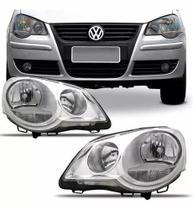 Par farol elétrico polo 2006 a 2014 cromado foco duplo Par farol elétrico polo 2006 a 2014 cromado foco duplo