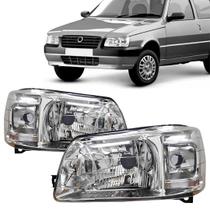 Par Farol Fiat Uno Mille Fire Lado Direito e Lado Esquedo Economy Fiorino Cromado 2004 a 2014