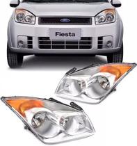 Par Farol Ford Fiesta Cromado Seta Ambar 2007 2008 2009