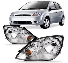 Par farol ford fiesta sedan 2003 04 05 06 2007 cromado Par farol ford fiesta sedan 2003 04 05 06 2007 cromado