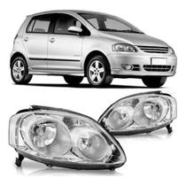 Par Farol Fox Crossfox Spacefox Máscara Cromada Foco Duplo 2003 2004 2005 2006 2007 2008 2009 2010