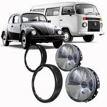 Par Farol Fusca Kombi 74 75 76 A 93 94 96 com Aro na Cor Preta
