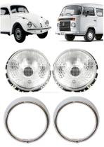 Par Farol Fusca Kombi Com Aro Cromado 74 75 76 A 93 94 95 96