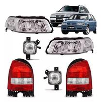 Par Farol Gol G4 Mascara Cromado + Par Lanterna Bic + Milha