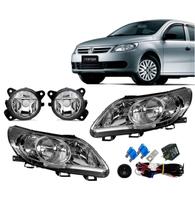 Par Farol Gol G5 Foco duplo cromado + Kit Milha Chicote