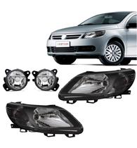 Par Farol Gol G5 Foco Simples Máscara Negra + Par Milha