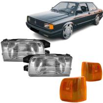 Par Farol Gol Quadrado Parati Voyage Saveiro 91 92 93 94 com Piscas Ambar