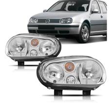 Par Farol Golf Sapão 99 06 Foco Duplo Cromado Lente Vidro H1 H7 Par Farol Golf Sapão 99 06 Foco Duplo Cromado Lente Vidro H1 H7