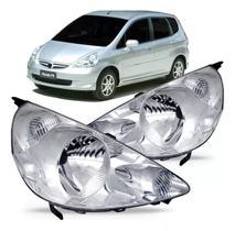 Par farol honda fit 2003 2004 2005 2006 2007 mascara cromada