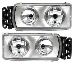 Par Farol Iveco Stralis Tector AP06 Fundo Cromado Par Farol Iveco Stralis Tector AP06 Fundo Cromado
