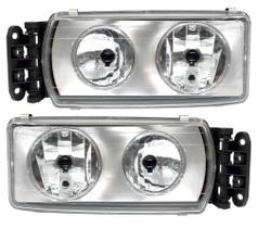 Par Farol Iveco Stralis Tector AP06 Fundo Cromado Par Farol Iveco Stralis Tector AP06 Fundo Cromado