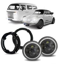 Par Farol Led Angel Eyes + Suporte Jeep Troller Fusca Kombi