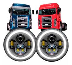 Par Farol Led Constelation VUC 3/4 Kombi Fusca 7 Polegadas Angel Eyes