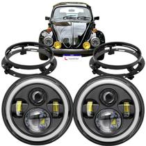 Par Farol Led Fusca Kombi Troller Jeep Willys 7 Polegadas