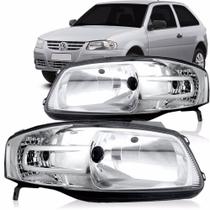 Par Farol Máscara Cromada Foco Simples Gol Parati Saveiro G4 2006 a 2014