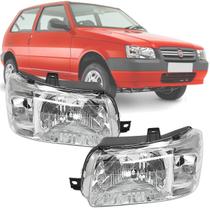Par Farol Mascara Fundo Cromado Direito e Esquerdo Fiat Uno Mille Fiorino Pitbull 2004 2005 2006 2007 2008 2009 2010 2011 2012 2013