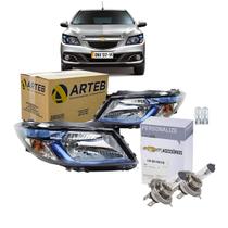 Par Farol Mascara Negra Azul Lampadas H4 T10 Kit Nova Onix prisma Kit2646