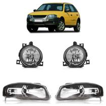Par Farol Máscara Negra Friso Cromado+Par Farol de Milha Gol Rallye G4 2006 A 2010