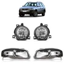 Par Farol Máscara Negra Friso Cromado+Par Farol de Milha Parati Surf G4 2006 A 2012 Par Farol Máscara Negra Friso Cromado+Par Farol de Milha Parati Surf G4 2006 A 2012
