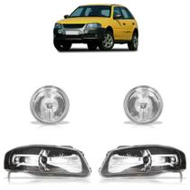 Par Farol Máscara Negra Friso Cromado+Par Farol de Milha Superior Gol Rallye G4 2006 A 2010