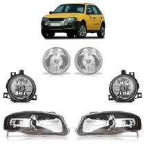 Par Farol Máscara Negra Friso+Par Farol Milha+Par Farol Milha Superior Gol Rallye G4 2006 A 2010