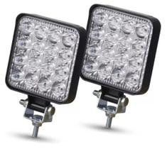 Par Farol Milha 16 LED Universal 48w 12v/24v 6000k Quadrado Par Farol Milha 16 LED Universal 48w 12v/24v 6000k Quadrado