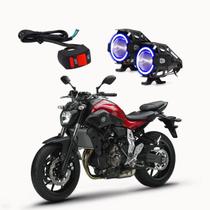 Par Farol Milha Angel Eye U7 Mini Azul para Moto MT 07 689CC 2015