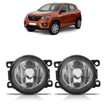 Par Farol Milha Auxiliar Kwid 2017 2018 2019 2020 2021 2022 Cristal Lente Lisa Vidro Carcaça Preta