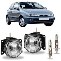 Par farol milha fiat brava 1999 ate 2003 com led vidro