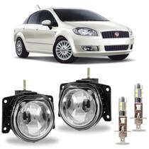 Par farol milha fiat linea 2009 ate 2016 com led vidro
