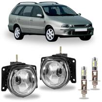 Par farol milha fiat marea weekend 1998 a 2007 com led vidro