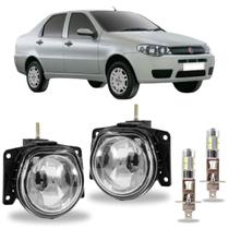 Par farol milha fiat siena g3 2003 ate 2012 com led vidro