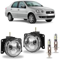 Par farol milha fiat siena g4 2008 ate 2011 com led vidro