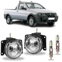 Par farol milha fiat strada fire 2002 ate 2012 com led vidro