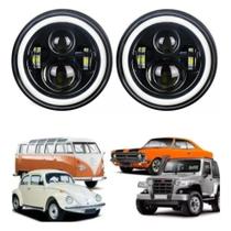 Par Farol Milha Super Led 30w Angel Eyes 12-24v 7 Polegadas Moto Carro Jeep Par Farol Milha Super Led 30w Angel Eyes 12-24v 7 Polegadas Moto Carro Jeep