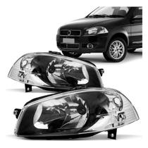 Par Farol Palio Foco Simples Máscara Negra Aro Cromado 2008 2009 2010 2011 2012 2013