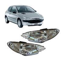 Par Farol Peugeot 206 Foco Simples 2001 á 2012 Lente Comada