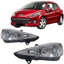 Par farol peugeot 207 09 10 11 12 13 14 15 cromado f duplo