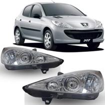 Par farol peugeot 207 2009 10 11 12 a 2014 mascara cromada