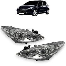Par farol peugeot 307 2007 a 2012 cromado foco duplo