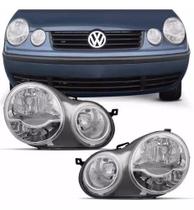 Par farol polo hatch sedan 2003 2004 2005 2006 cromado Par farol polo hatch sedan 2003 2004 2005 2006 cromado