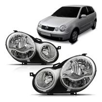 Par farol polo hatch sedan 2003 2004 2005 2006 cromado novo