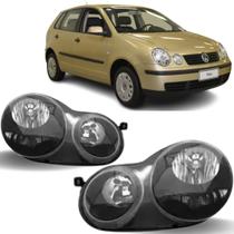 Par farol polo hatch/sedan 2003 2004 2005 2006 mascara negra Par farol polo hatch/sedan 2003 2004 2005 2006 mascara negra