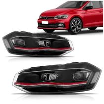 Par Farol Polo Virtus 2018 a 2022 Com Friso Vermelho Com Led