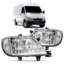 Par farol sprinter 2002 a 2009 cromado lente lisa c/aux