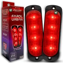 Par Farol Strobo Led Vermelho Policia Ambulância Viatura Emergência 12/24V Urban Zendel