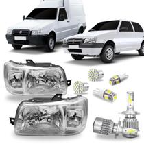Par farol uno mille 2004 - 2004 mascara cromada lente lisa e kit led Par farol uno mille 2004 - 2004 mascara cromada lente lisa e kit led
