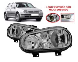 Par farol vw golf 2000 01 02 03 04 05 2006 cromado c/ aux